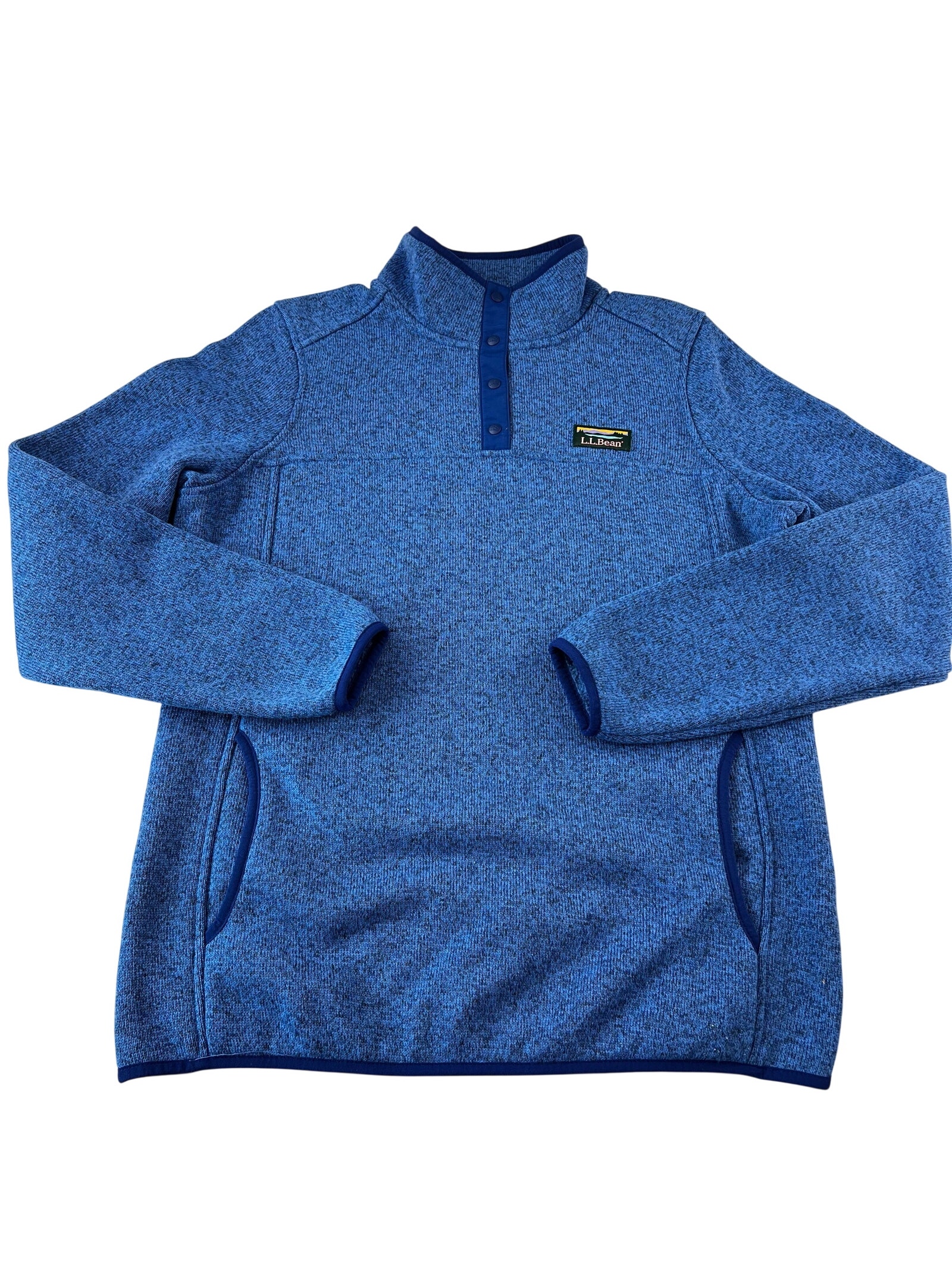 L.L. Bean Women's Sweater Fleece Pullover Blue Size Medium 1/4 Snap